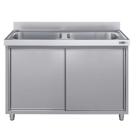 GGM Gastro Commercial Sink Cabinet ECO - 1400x600mm - with 2 bowls centre