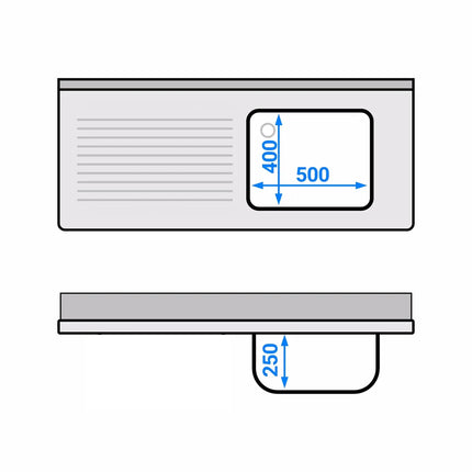 GGM Gastro Commercial Sink Cabinet ECO - 1400x600mm - with 2 bowls centre