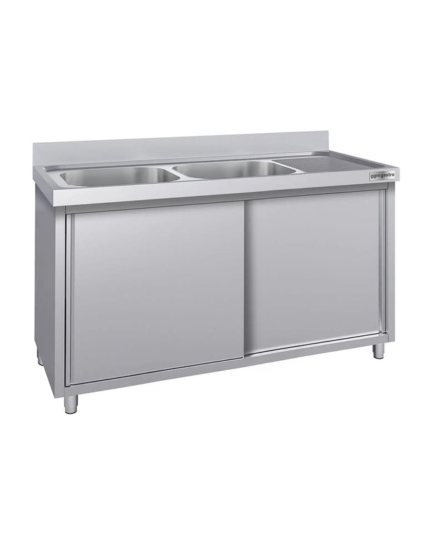 GGM Gastro Commercial Sink Cabinet ECO - 1400x700mm - 2 bowls left-hand
