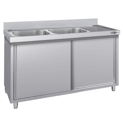GGM Gastro Commercial Sink Cabinet ECO - 1400x700mm - 2 bowls left-hand