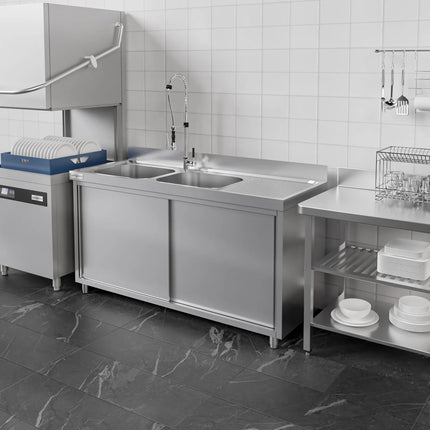 GGM Gastro Commercial Sink Cabinet ECO - 1400x700mm - 2 bowls left-hand