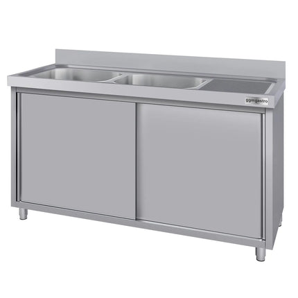 GGM Gastro Commercial Sink Cabinet ECO - 1600x600mm - 2 bowls left-hand