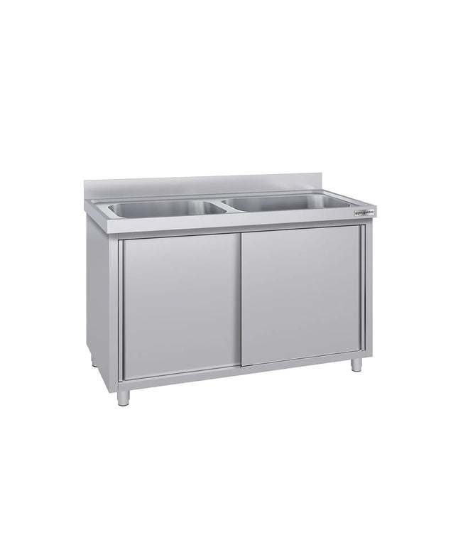 GGM Gastro Commercial Sink Cabinet ECO - 1600x600mm - with 2 bowls centre