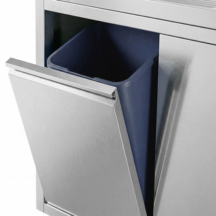 GGM Gastro Commercial Sink Cabinet ECO - 1600x700mm - with waste bin & 2 bowls right-hand