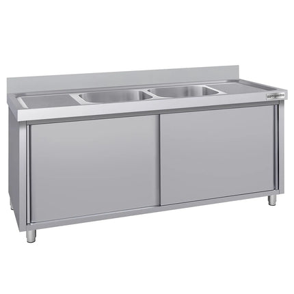 GGM Gastro Commercial Sink Cabinet ECO - 1800x600mm - with 2 bowls centre