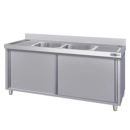 GGM Gastro Commercial Sink Cabinet ECO - 1800x600mm - with 2 bowls centre