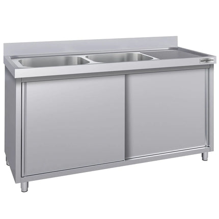GGM Gastro Commercial Sink Cabinet ECO - 1800x700mm - with 2 bowls centre