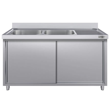 GGM Gastro Commercial Sink Cabinet ECO - 1800x700mm - with 2 bowls centre