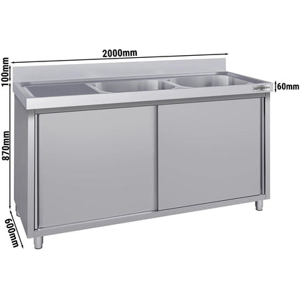 GGM Gastro Commercial Sink Cabinet ECO - 2000x600mm - with 1 bowl right-hand