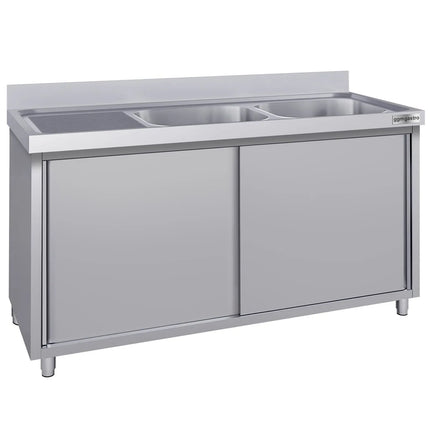 GGM Gastro Commercial Sink Cabinet ECO - 2000x700mm - 2 bowls right-hand