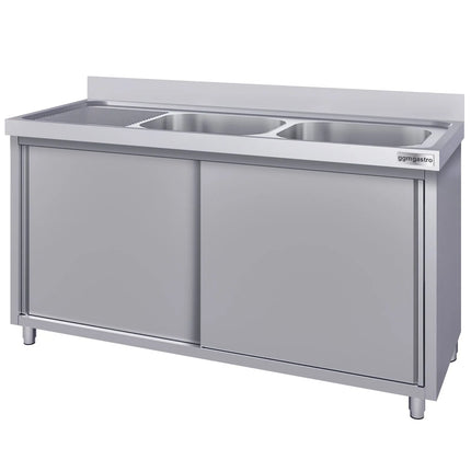 GGM Gastro Commercial Sink Cabinet ECO - 2000x700mm - 2 bowls right-hand