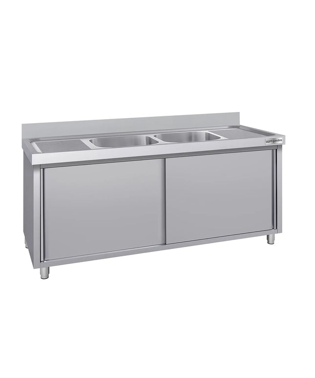 GGM Gastro Commercial Sink Cabinet ECO - 2000x700mm - with 2 bowls centre