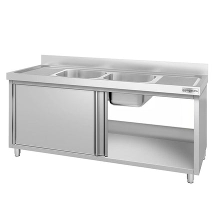GGM Gastro Commercial Sink Cabinet ECO - 2000x700mm - with 2 bowls centre