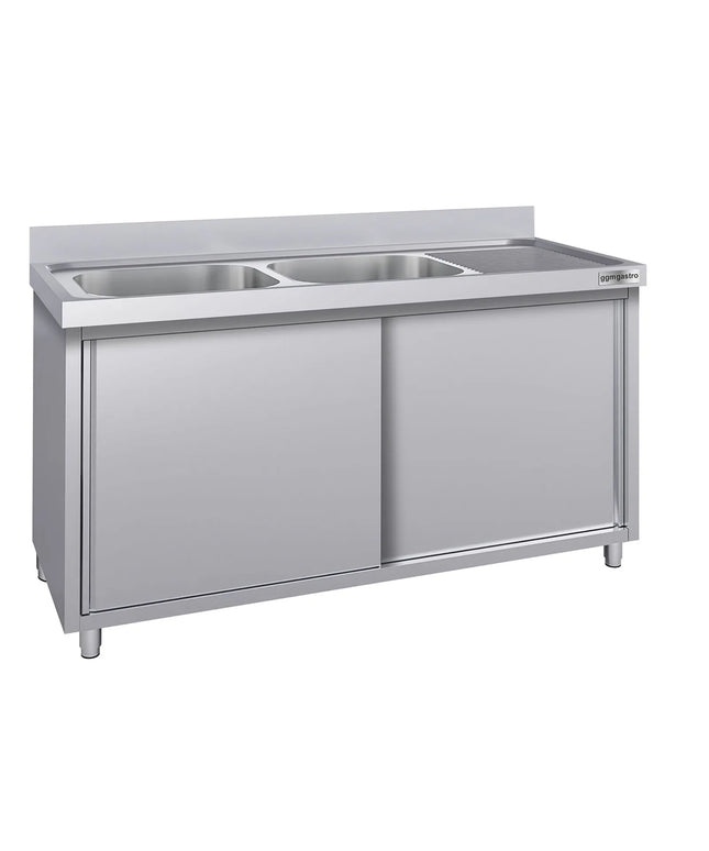GGM Gastro Commercial Sink Cabinet ECO - 2000x700mm - with 2 bowls left-hand