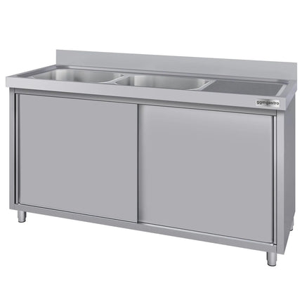 GGM Gastro Commercial Sink Cabinet ECO - 2000x700mm - with 2 bowls left-hand