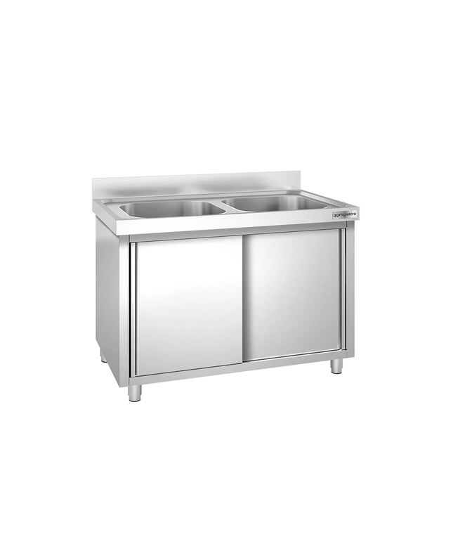 GGM Gastro Commercial Sink Cabinet PREMIUM - 1000x600mm - with 2 bowls centre
