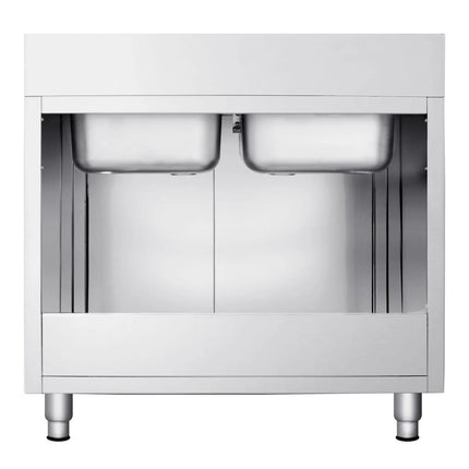 GGM Gastro Commercial Sink Cabinet PREMIUM - 1000x600mm - with 2 bowls centre