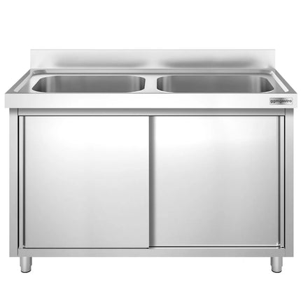 GGM Gastro Commercial Sink Cabinet PREMIUM - 1400x700mm - with 2 bowls centre