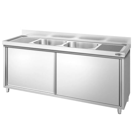 GGM Gastro Commercial Sink Cabinet PREMIUM - 1800x600mm - with 2 bowls centre