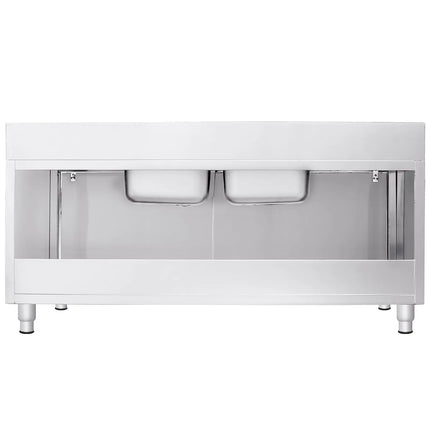 GGM Gastro Commercial Sink Cabinet PREMIUM - 1800x700mm - with 2 bowls centre