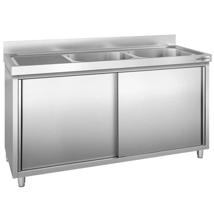 GGM Gastro Commercial Sink Cabinet PREMIUM - 1800x700mm - with 2 bowls right-hand