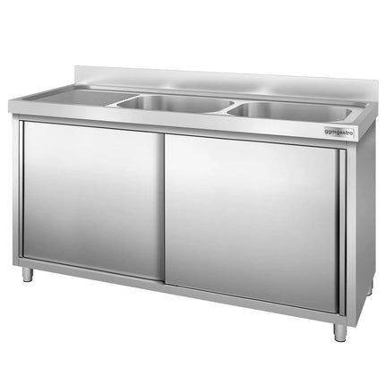 GGM Gastro Commercial Sink Cabinet PREMIUM - 1800x700mm - with 2 bowls right-hand