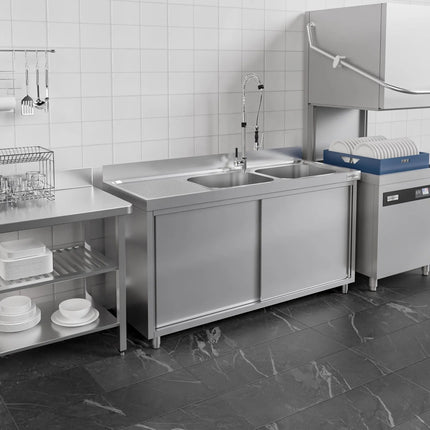 GGM Gastro Commercial Sink Cabinet PREMIUM - 1800x700mm - with 2 bowls right-hand