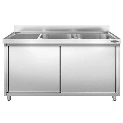 GGM Gastro Commercial Sink Cabinet PREMIUM - 2000x700mm - with 2 bowls right-hand