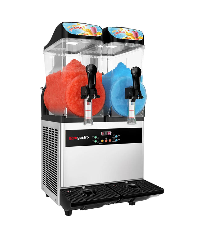 GGM Gastro Commercial Slush Machine - 2x 12L - 850W - Digital - Black/Silver