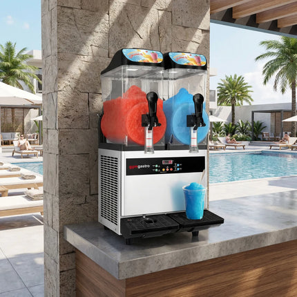 GGM Gastro Commercial Slush Machine - 2x 12L - 850W - Digital - Black/Silver