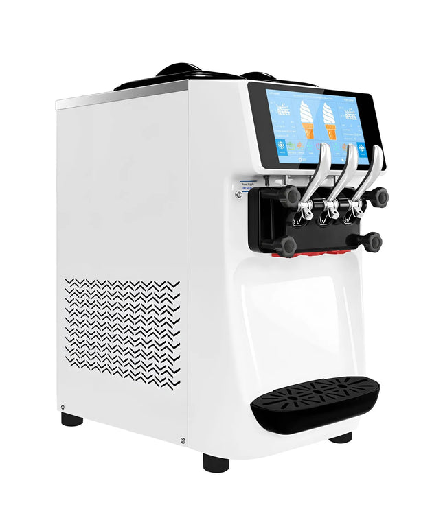 GGM Gastro Commercial Soft Serve Ice Cream Machine - 30-32L/h - 2.68kW - Touchscreen - for 3 flavours (twin twist) - Tabletop unit - Pre-Cooling