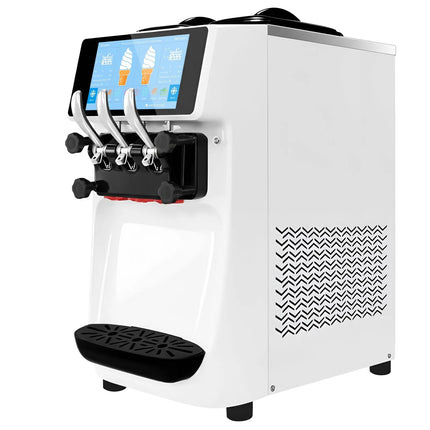 GGM Gastro Commercial Soft Serve Ice Cream Machine - 30-32L/h - 2.68kW - Touchscreen - for 3 flavours (twin twist) - Tabletop unit - Pre-Cooling