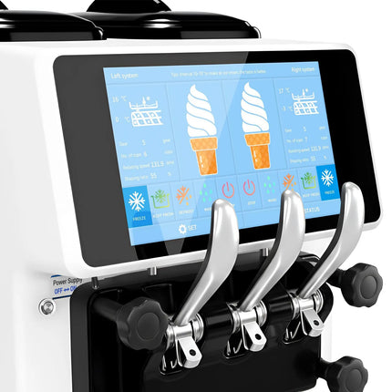 GGM Gastro Commercial Soft Serve Ice Cream Machine - 30-32L/h - 2.68kW - Touchscreen - for 3 flavours (twin twist) - Tabletop unit - Pre-Cooling