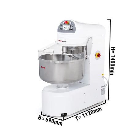 GGM Gastro Commercial Spiral Dough Mixer - 131L / 80kg - Twin Speed - Fixed Head & Bowl - with Timer - 400V 3‑Phase - For Pizza & Bread Dough