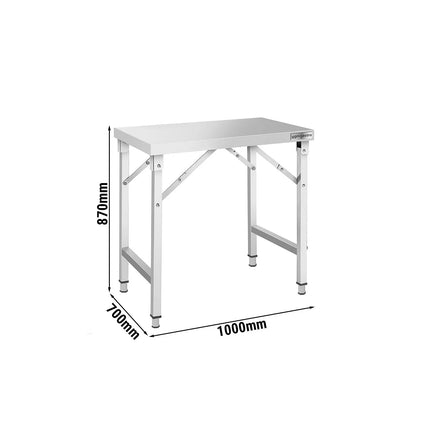 GGM Gastro Commercial Stainless Steel Centre Table - 1000x700mm - Foldable