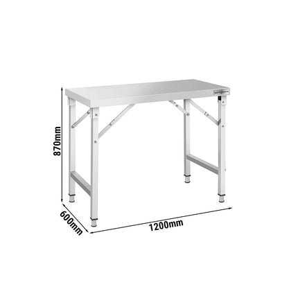 GGM Gastro Commercial Stainless Steel Centre Table - 1200x600mm - Foldable