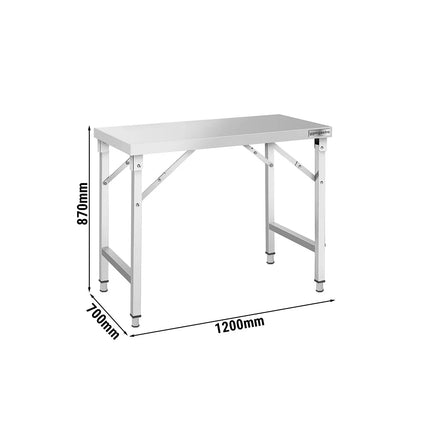 GGM Gastro Commercial Stainless Steel Centre Table - 1200x700mm - Foldable