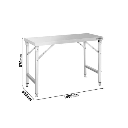 GGM Gastro Commercial Stainless Steel Centre Table - 1400x600mm - Foldable