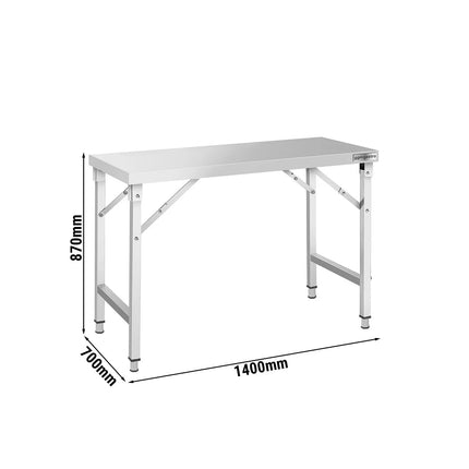 GGM Gastro Commercial Stainless Steel Centre Table - 1400x700mm - Foldable