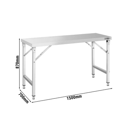 GGM Gastro Commercial Stainless Steel Centre Table - 1500x700mm - Foldable