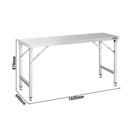 GGM Gastro Commercial Stainless Steel Centre Table - 1600x600mm - Foldable