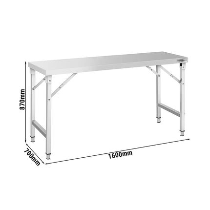 GGM Gastro Commercial Stainless Steel Centre Table - 1600x700mm - Foldable