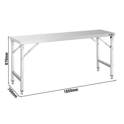 GGM Gastro Commercial Stainless Steel Centre Table - 1800x700mm - Foldable