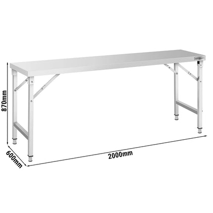 GGM Gastro Commercial Stainless Steel Centre Table - 2000x600mm - Foldable