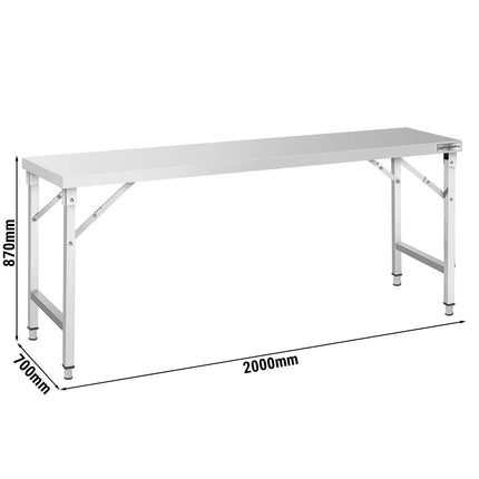 GGM Gastro Commercial Stainless Steel Centre Table - 2000x700mm - Foldable