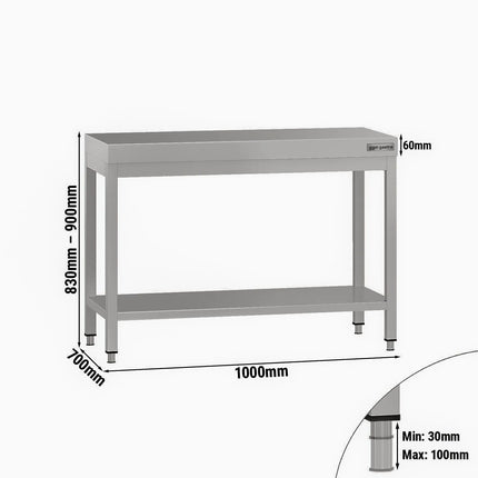 GGM Gastro Commercial Stainless Steel Centre Table ECO - 1000x700mm - with Undershelf
