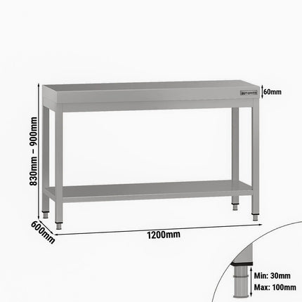 GGM Gastro Commercial Stainless Steel Centre Table ECO - 1200x600mm - with Undershelf