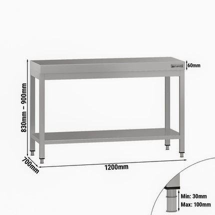 GGM Gastro Commercial Stainless Steel Centre Table ECO - 1200x700mm - with Undershelf