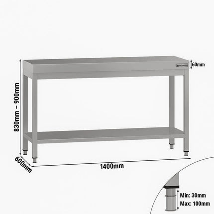 GGM Gastro Commercial Stainless Steel Centre Table ECO - 1400x600mm - with Undershelf