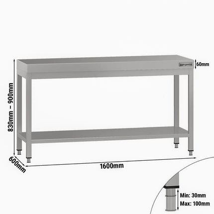 GGM Gastro Commercial Stainless Steel Centre Table ECO - 1600x600mm - with Undershelf
